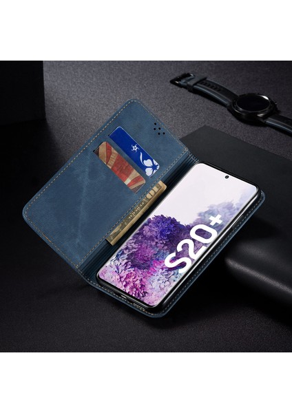 Samsung Galaxy S20 Plus Için Retro Deri Flip Cüzdan Standlı Kılıf (Yurt Dışından)