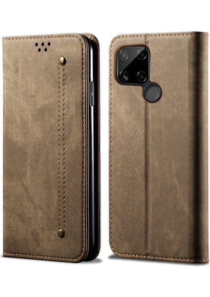 Oppo Realme C21 Için Retro Deri Flip Cüzdan Standlı Kılıf (Yurt Dışından)