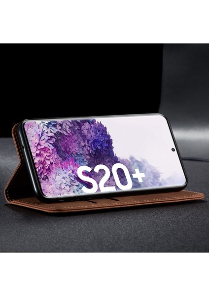 Samsung Galaxy S20 Plus Için Retro Deri Flip Cüzdan Standlı Kılıf (Yurt Dışından)