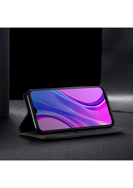 Xiaomi Redmi 9 Için Retro Deri Flip Cüzdan Standlı Kılıf (Yurt Dışından)