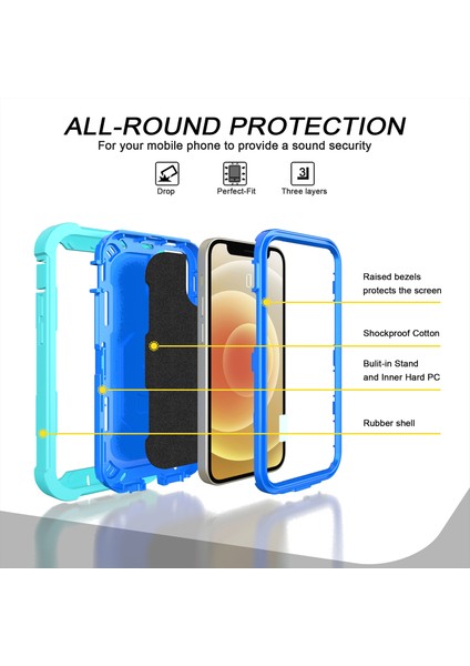 iPhone 12 Mini Için Shockproof Yerleşik Standlı Kılıf (Yurt Dışından)