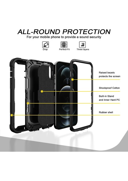 iPhone 12 Pro/iphone 12 Için Shockproof Yerleşik Standlı Kılıf (Yurt Dışından) fiyatları