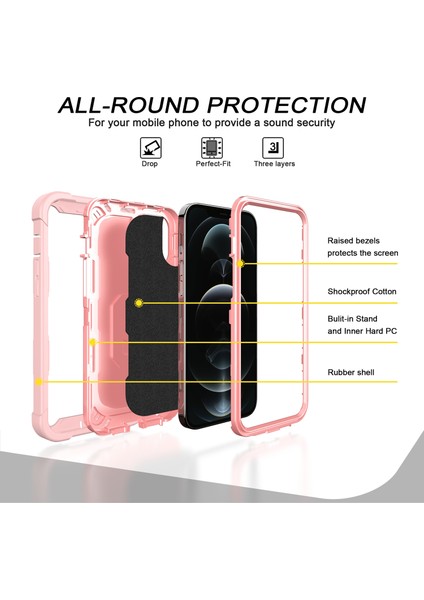 iPhone 12 Pro Max Için Shockproof Yerleşik Standlı Kılıf (Yurt Dışından)