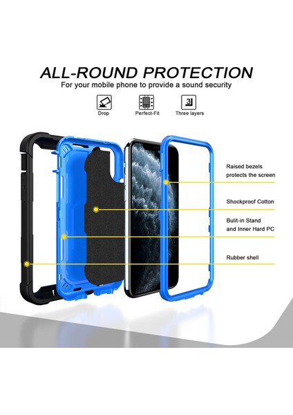 iPhone 11 Pro Max Için Shockproof Yerleşik Standlı Kılıf (Yurt Dışından)