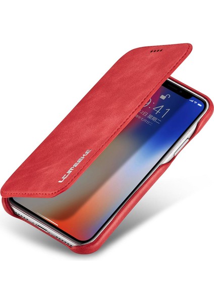 iPhone x / Xs Için Ince Flip Pu Deri Manyetik Standlı Shockproof Kılıf (Yurt Dışından)