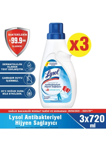 Çamaşırlar Için Antibakteriyel Hijyen Sağlayıcı 3 x 720 ml