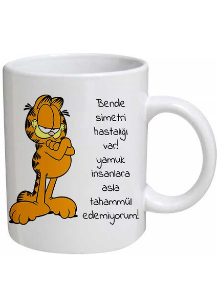 Yamuk Insanlara Tahammülü Olmayan Garfield Baskılı Seramik Kupa