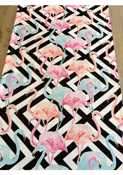 Siyah Pembe Flamingo Runner 50X150CM