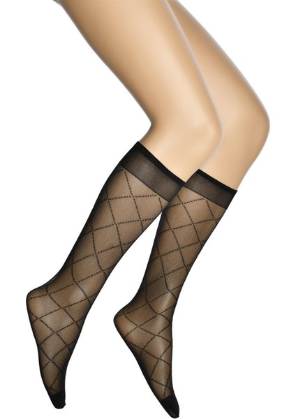 Baklava Desenli 20 Denye Dizaltı Kadın Çorap