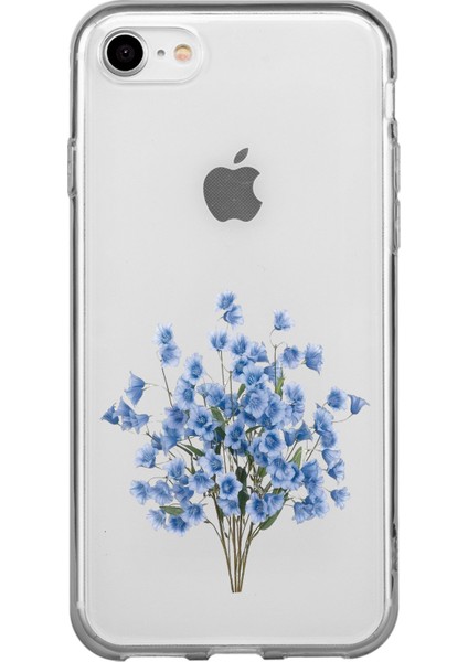 iPhone 7 Mavi Ağaç Tasarımlı Şeffaf Telefon Kılıfı