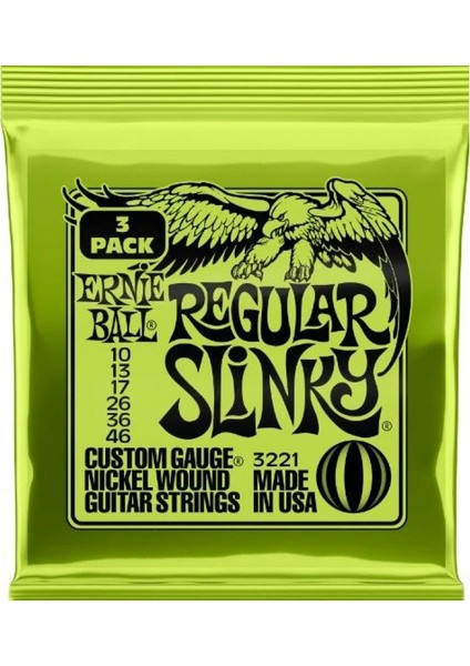 Ernieball P03221 Regular Slınky 3 Pack Elektro Tel (3lü Paket)