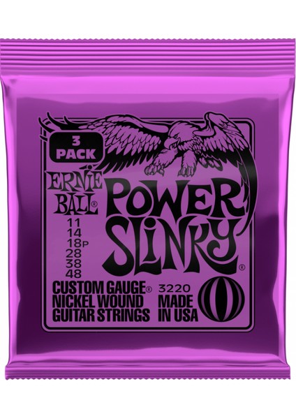 Ernieball P03220 Power Slınky Elektro Gitar Tel Seti (3lü Paket)