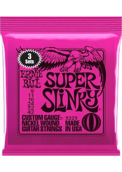 Ernieball P03223 Super Slınky 3 Pack Elektro Tel (3lü Paket)