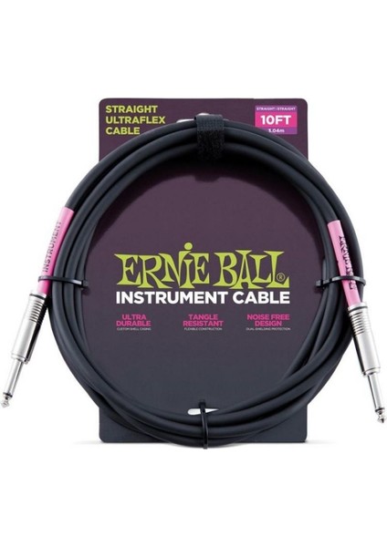 Ernıe Ball P06048 Düz/düz Siyah 3mt Enstrüman Kablosu