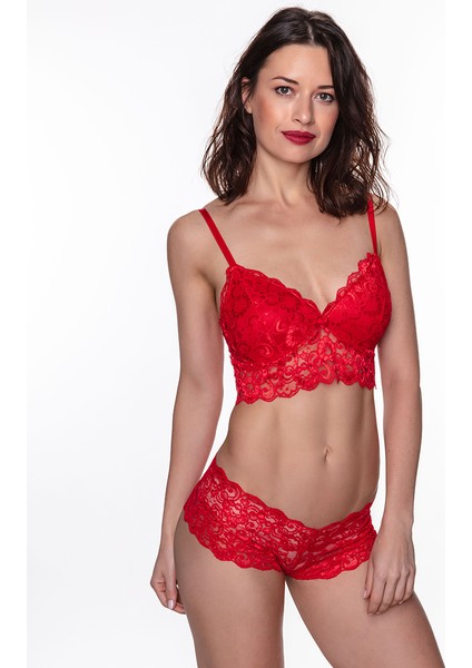Dantelli Bralet Takım Kırmızı – 75B