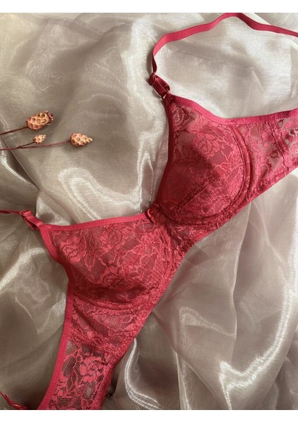 Telli Dantel Sütyen Bordo - 90B