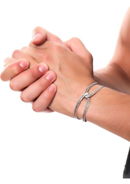 Erkek Antik Gümüş Kaplama Ayarlanabilir Gemici Düğümü Kelepçe Bileklik