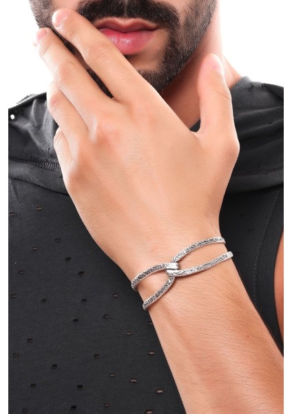 Erkek Antik Gümüş Kaplama Ayarlanabilir Gemici Düğümü Kelepçe Bileklik modelleri