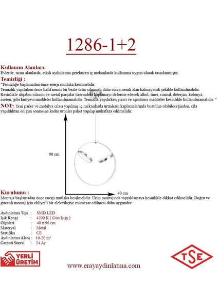 Eray Aydınlatma 1+2 Krom LED Avize