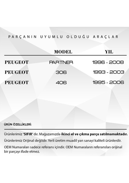 Peugeot Partner, 306, 406 Için Pedal Lastiği