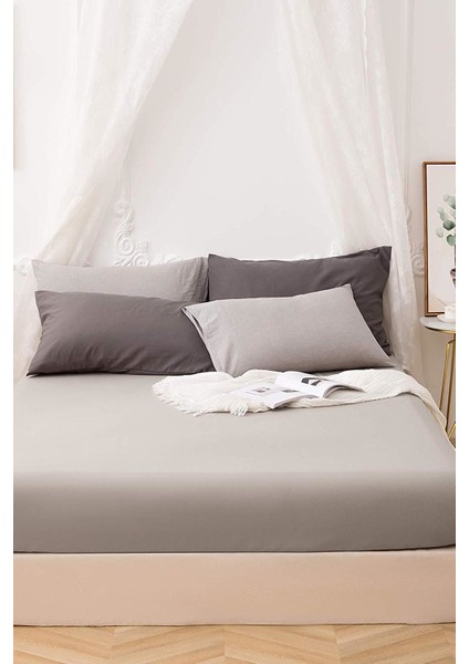 Çift Kişilik Lastikli Çarşaf Takımı - Gri