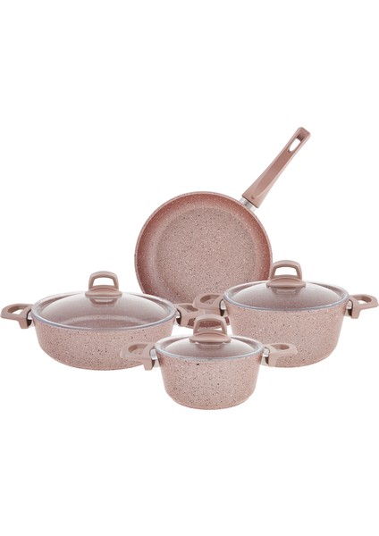 Premium-S Pro Gold Pink 7 Parça Granit Tencere Seti