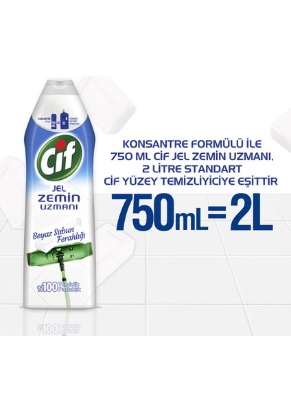Jel Zemin Uzmanı Yüzey Temizleyici Beyaz Sabun Ferahlığı 750 ML