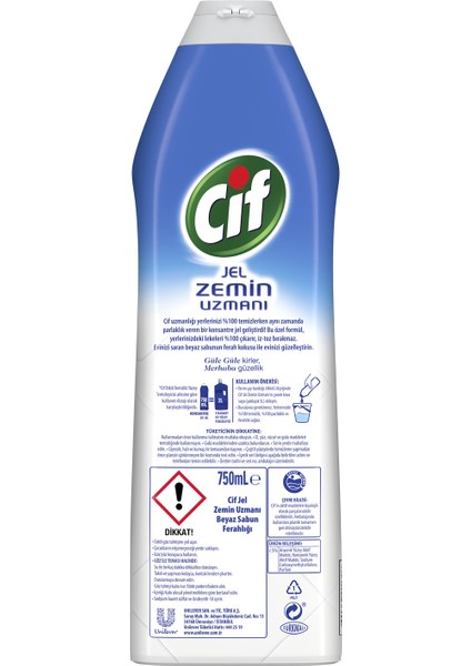 Jel Zemin Uzmanı Yüzey Temizleyici Beyaz Sabun Ferahlığı 750 ML
