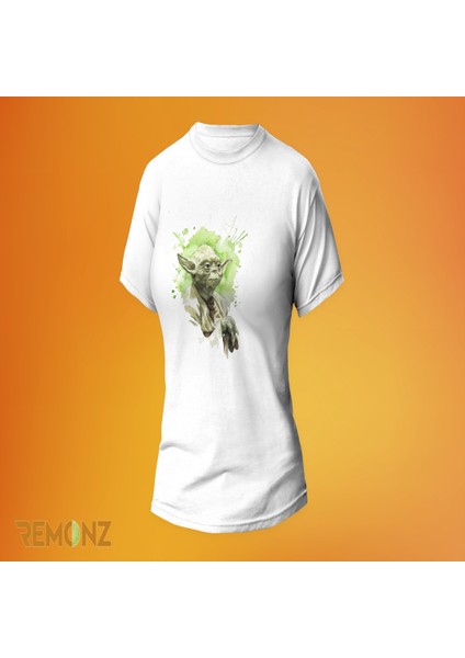 Yoda Baskılı %100 Pamuk Oversize T-Shirt Büyük Beden Tişört