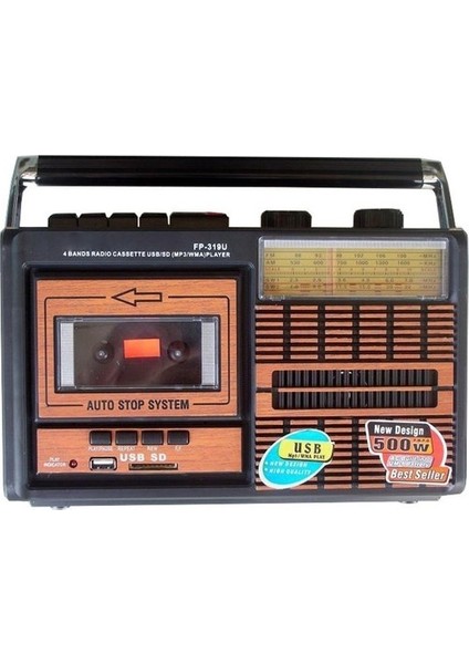 Ultratekno FP-319BT Nostaljik  USB Kaset Çalar Alarm Saatli Radyo