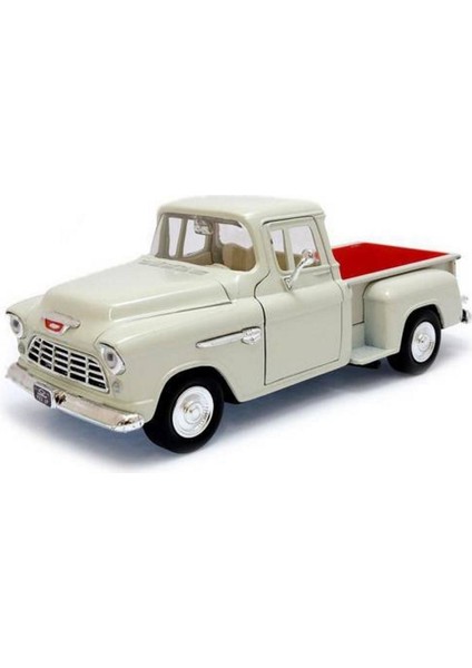 Motor Max 1955 Chevy 5100 Stepside 1:24 Diecast Model Araba Beyaz