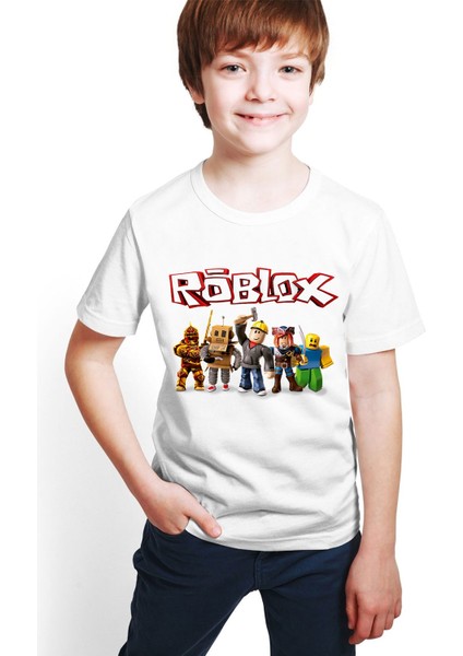 Kişiye Özel Isimli Roblox Baskılı Beyaz Unisex Çocuk T-Shirt M02 modelleri