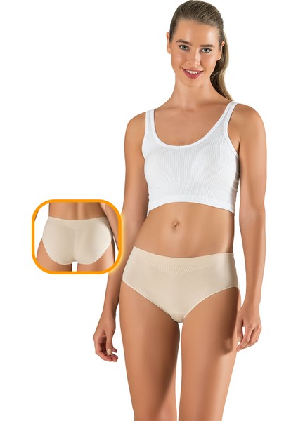 Brazilian Külot Toparlayıcı Kadın Ten Seamless Dikişsiz Örme Push Up Slip