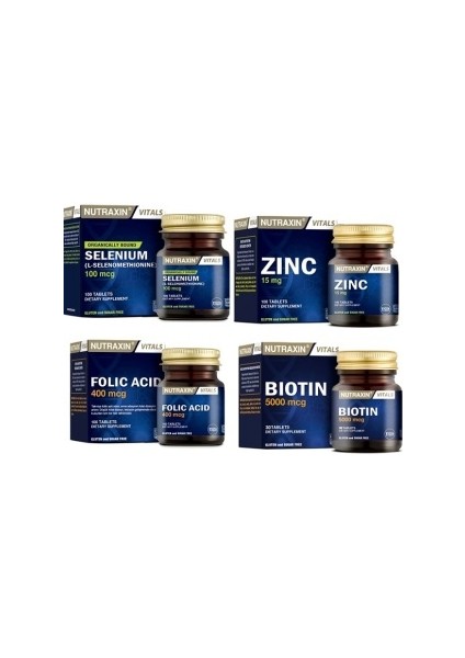 Folik Asit + Biotin + Selenyum + Çinko 4' Lü Paket