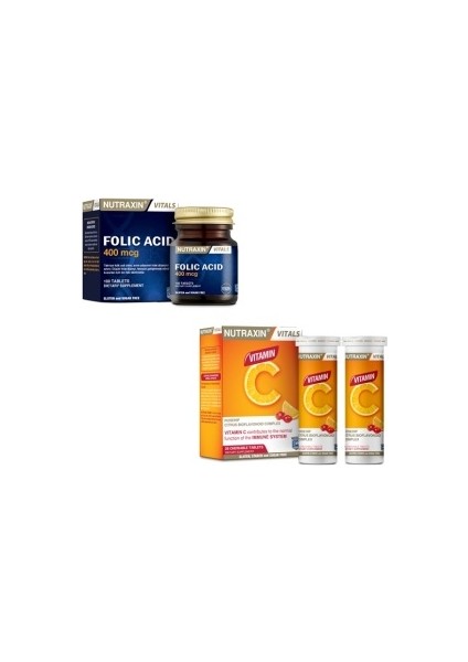 Folik Asit 400 Mcg 100 Tablet + Vitamin C28 Çiğneme Tableti