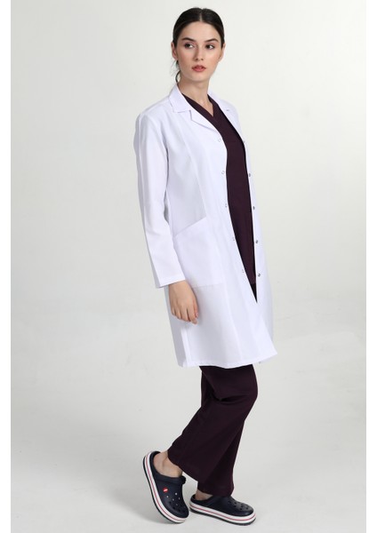 Önlük Kadın Uzun Gömlek Yaka Doktor Hemşire Öğretmen Önlüğü Beyaz MRV-1401 modelleri