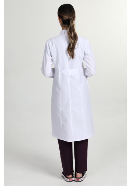 Önlük Kadın Tesettür Hakim Yaka Doktor Hemşire Öğretmen Önlüğü Beyaz GMZ-1401 fırsatları