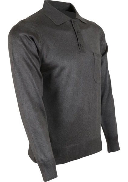 Erkek Gri Kazak Polo Yaka Yünlü Klasik Normal Kesim RAR00649 fiyatları