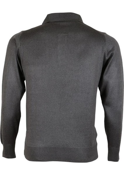 Erkek Gri Kazak Polo Yaka Yünlü Klasik Normal Kesim RAR00649 fırsatları