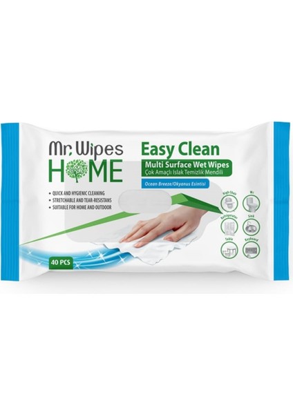 Mr.wıpes Easy Clean Temizleme Mendili Okyanus Esintisi 40'lı