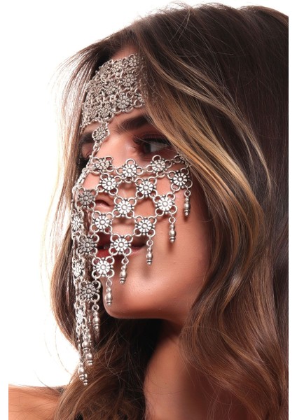 Kadın Antik Gümüş Kaplama Ayarlanabilir El Yapımı Peçe modelleri