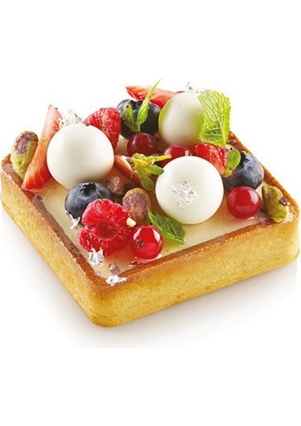 Delikli Tart Kalıbı Silikomart Kare 80x80x2 mm