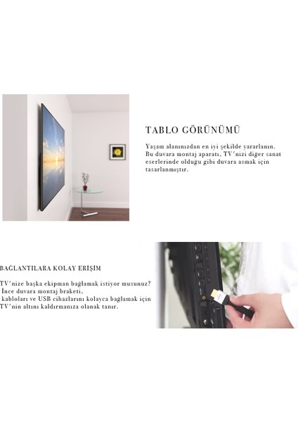 Sony 55" 65" ve 75" Tv'ler Için SU-WL810 Tv Monitör Duvara Montaj Braketi Askı Aparatı fiyatları