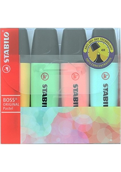 Boss Pvc Paket Yeni Pastel Fosforlu Kalem 4'lü