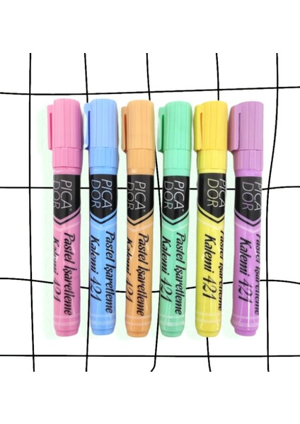 Pastel Renk Fosforlu Işaretleme Kalemi 6'lı Set