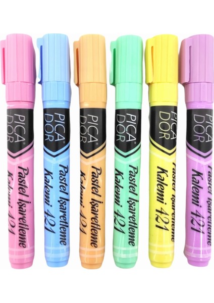 Pastel Renk Fosforlu Işaretleme Kalemi 6'lı Set