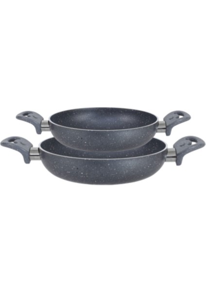 Hazar Pazar Granit 20/24 cm Set Yumurta Tavası Set Yanmaz Yapışmaz Çizilmez Çift Kulp Omlet