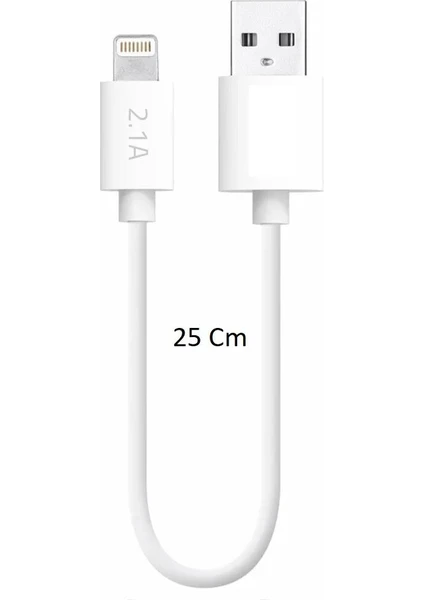 Apple iPhone Uyumlu Lightning USB Powerbank Hızlı Şarj ve Data Kablosu 2.1A 25CM Şarz