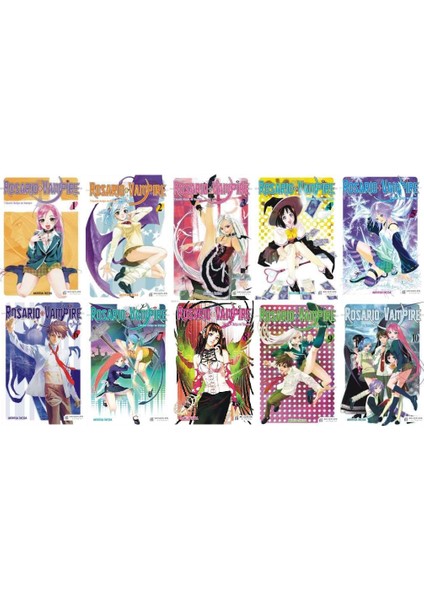 Rosario + Vampire: Tılsımlı Kolye ve Vampir 1. Sezon Manga Seti - 10 Kitap - Akihisa Ikeda
