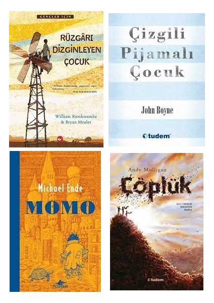 Tudem Yayınları Ortaokul Okunması Gerekenler Seti / Rüzgarı Dizginleyen Çocuk - Çizgili Pijamalı Çocuk - Momo - Çöplük